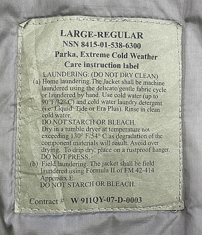 US ARMY US ARMY 中綿ジャケット USA製 ECWCS GEN3 LEVEL7 JACKET メンズ SIZE L
