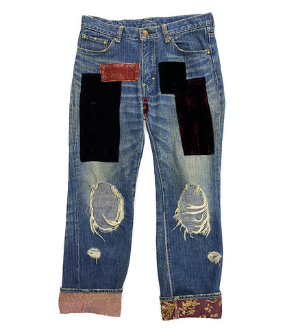 NUMBER (N)INE デニムパンツ ベロアパッチワークデニム 03ss メンズ SIZE - エヌエヌバイナンバーナイン