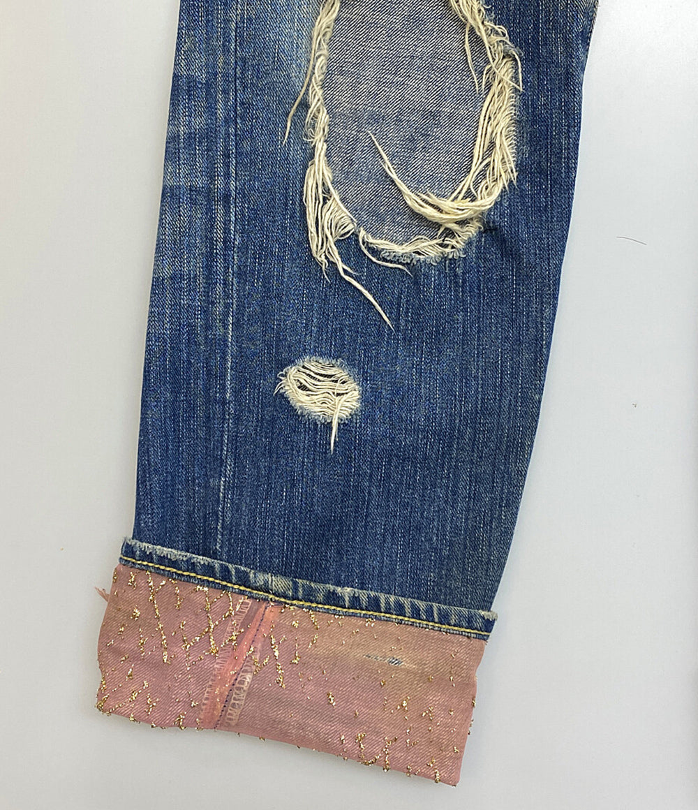 NUMBER (N)INE デニムパンツ ベロアパッチワークデニム 03ss メンズ SIZE - エヌエヌバイナンバーナイン