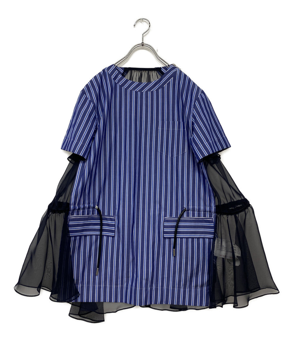 sacai プルオーバー インナー付き Cotton Stripe Chiffon Pullover 21SS 21-05574 レディース SIZE 1 サカイ