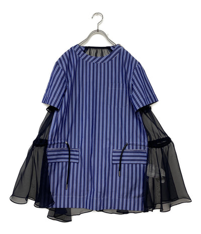 sacai プルオーバー インナー付き Cotton Stripe Chiffon Pullover 21SS 21-05574 レディース SIZE 1 サカイ
