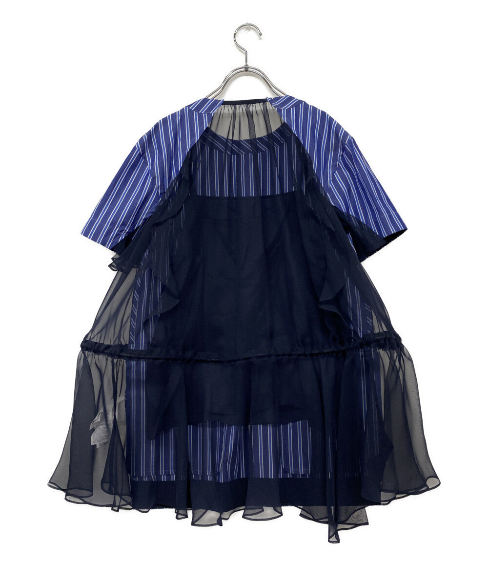 sacai プルオーバー インナー付き Cotton Stripe Chiffon Pullover 21SS 21-05574 レディース SIZE 1 サカイ