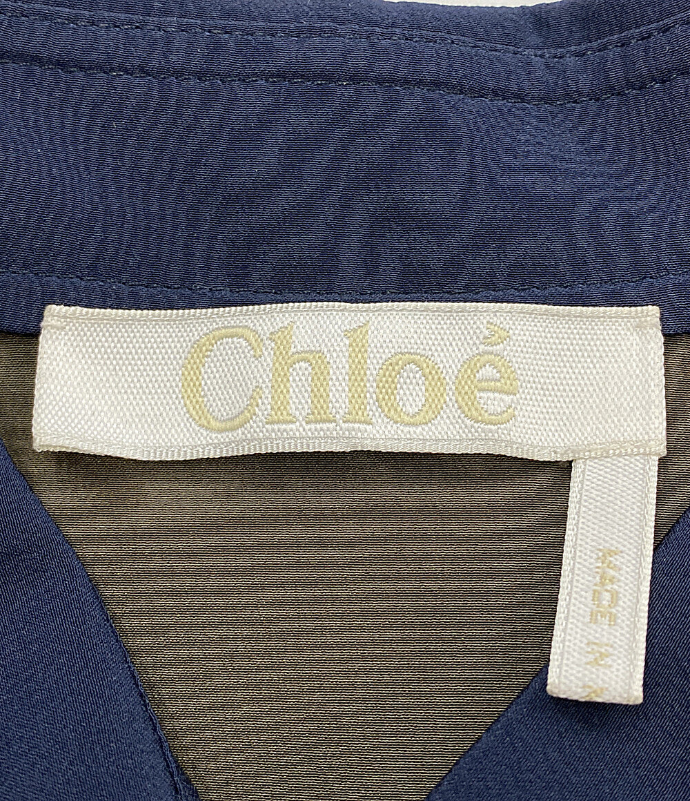 クロエ 長袖シャツ シルククレープシャツ ネイビー レディース SIZE 34 Chloe