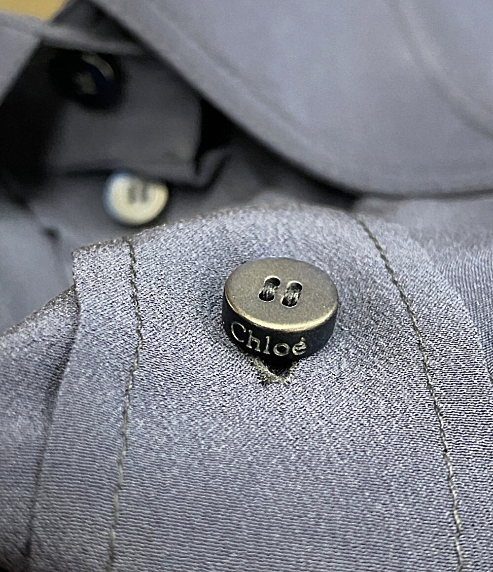 クロエ 長袖シャツ シルククレープシャツ ネイビー レディース SIZE 34 Chloe