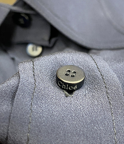 クロエ 長袖シャツ シルククレープシャツ ネイビー レディース SIZE 34 Chloe