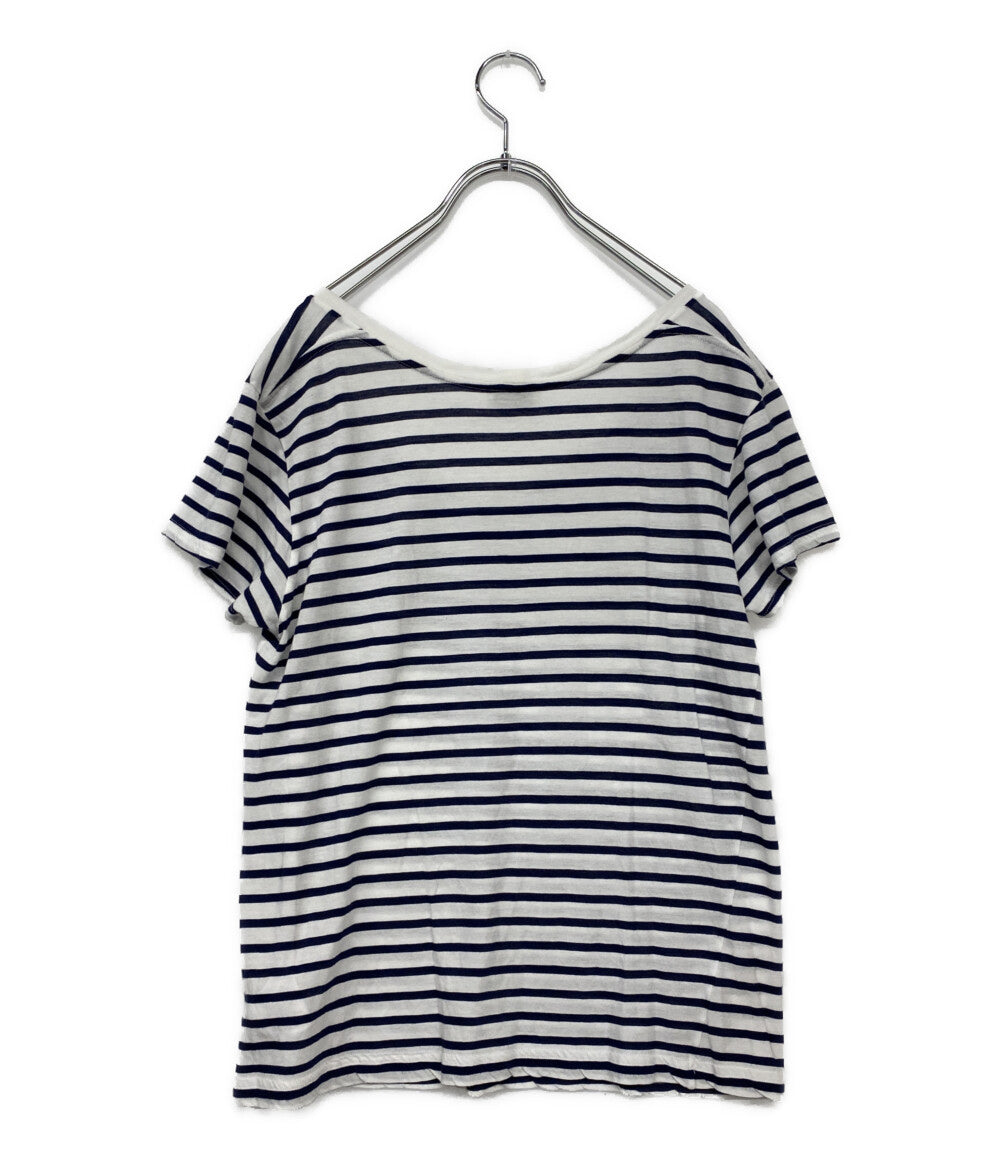 SAINT LAURENT 半袖Ｔシャツ 2015 ボーダーT ホワイト ネイビー レディース SIZE XS サンローラン