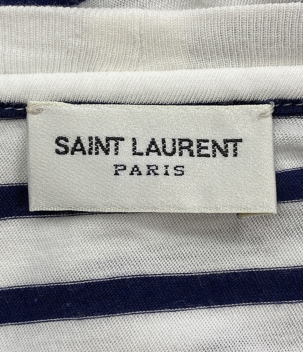 SAINT LAURENT 半袖Ｔシャツ 2015 ボーダーT ホワイト ネイビー レディース SIZE XS サンローラン