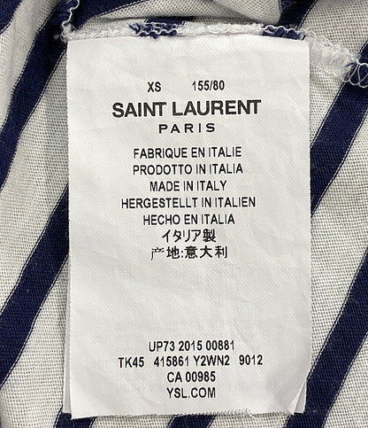 SAINT LAURENT 半袖Ｔシャツ 2015 ボーダーT ホワイト ネイビー レディース SIZE XS サンローラン