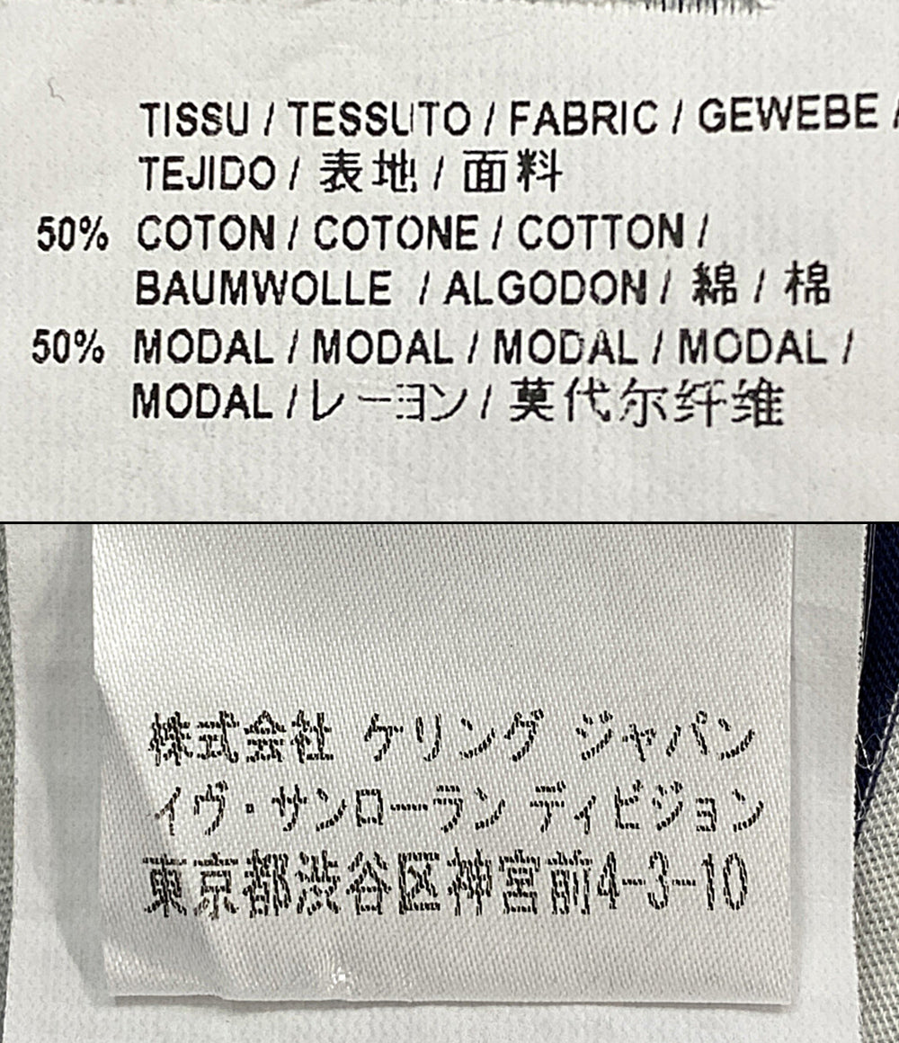 SAINT LAURENT 半袖Ｔシャツ 2015 ボーダーT ホワイト ネイビー レディース SIZE XS サンローラン