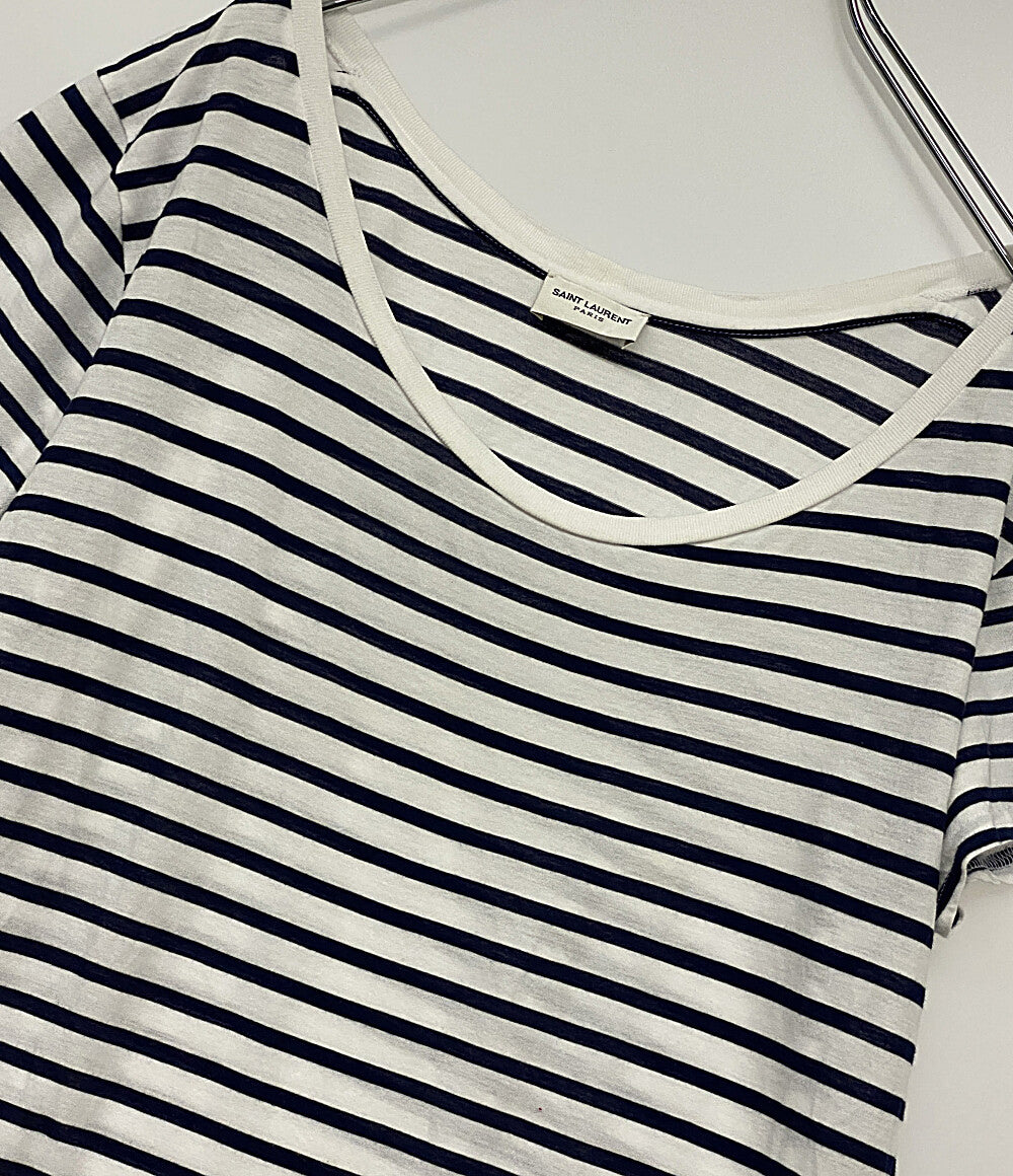 SAINT LAURENT 半袖Ｔシャツ 2015 ボーダーT ホワイト ネイビー レディース SIZE XS サンローラン