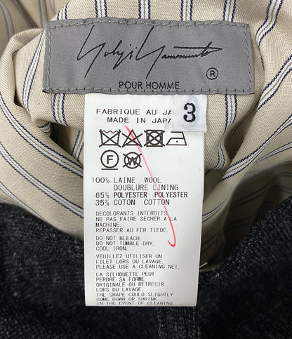 美品 YOHJI YAMAMOTO POUR HOMME パンツ WOOL SPINNING SLIM SAROUEL PANTS 24AW HO-P23-105 メンズ SIZE 3 ヨウジヤマモトプールオム
