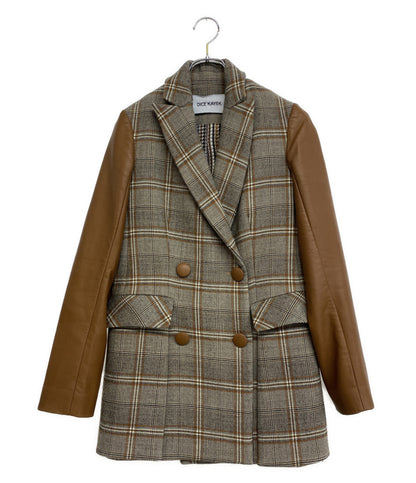 美品 ディーチェ・カヤック 袖レザーチェックジャケット W-35024 レディース SIZE 34 DICE KAYEK