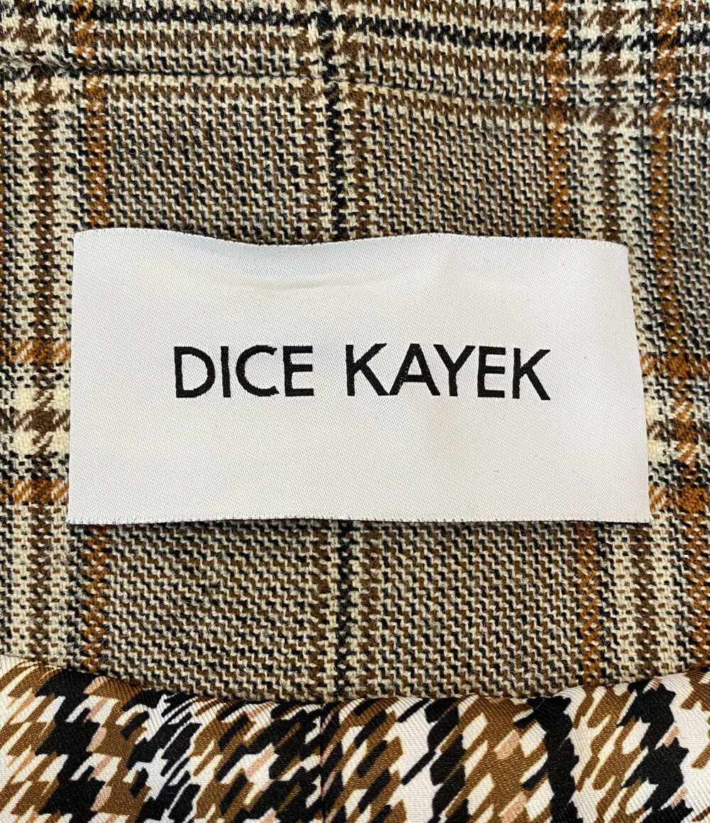 美品 ディーチェ・カヤック 袖レザーチェックジャケット W-35024 レディース SIZE 34 DICE KAYEK