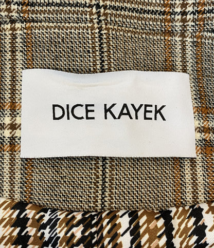 美品 ディーチェ・カヤック 袖レザーチェックジャケット W-35024 レディース SIZE 34 DICE KAYEK