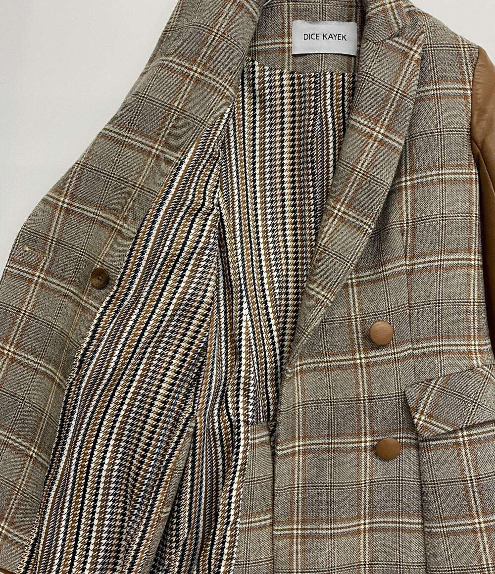 DICE KAYEK ディーチェ・カヤック 袖レザーチェックジャケット W-35024 レディース SIZE 34