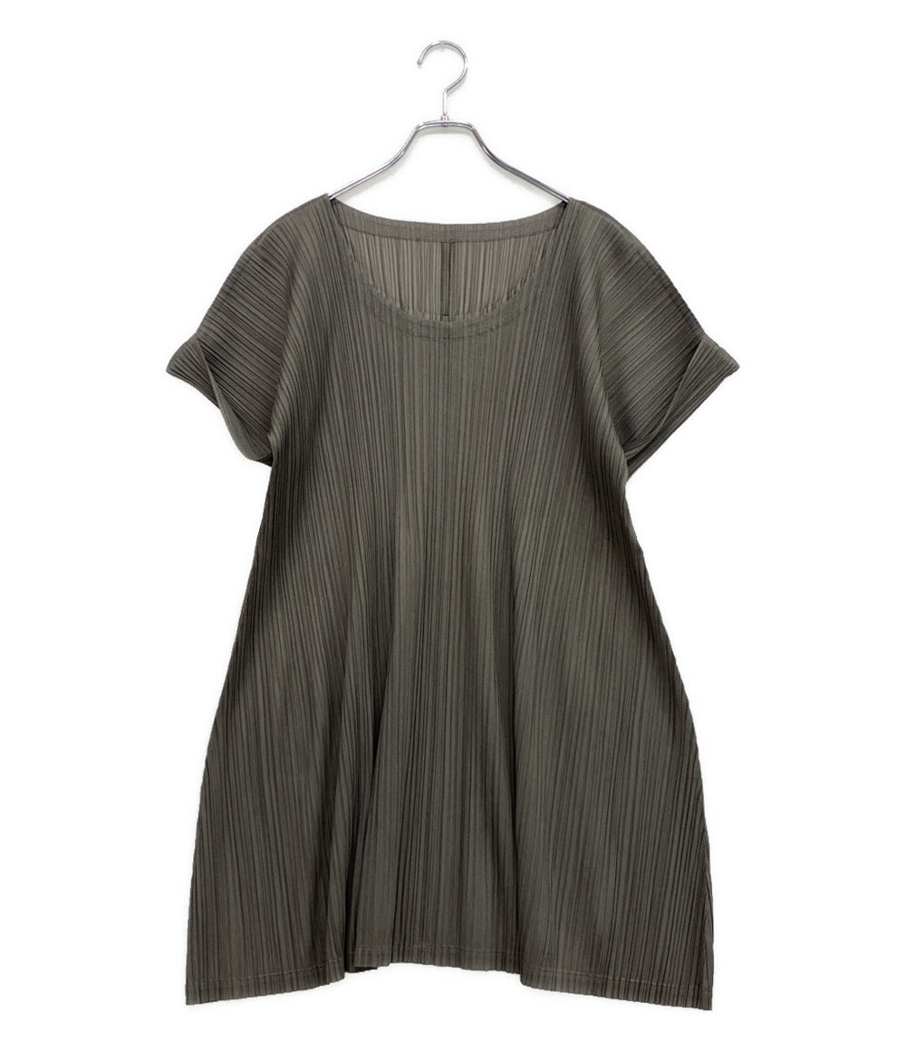 プリーツプリーズ 美品 ロールアップデザインプリーツ半袖ワンピ 11AW    PP13-JT167 レディース SIZE 3  PLEATS PLEASE