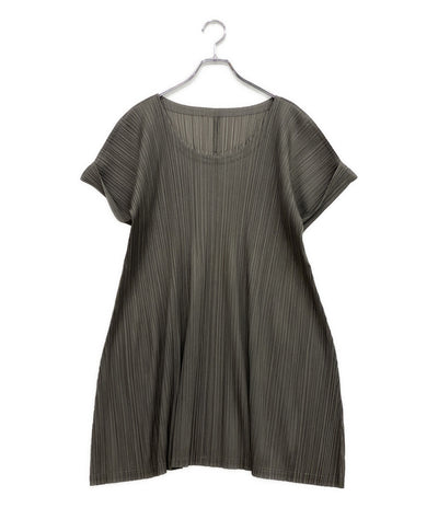 プリーツプリーズ 美品 ロールアップデザインプリーツ半袖ワンピ 11AW    PP13-JT167 レディース SIZE 3  PLEATS PLEASE