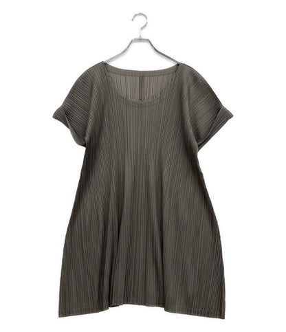 プリーツプリーズ 美品 ロールアップデザインプリーツ半袖ワンピ 11AW    PP13-JT167 レディース SIZE 3  PLEATS PLEASE