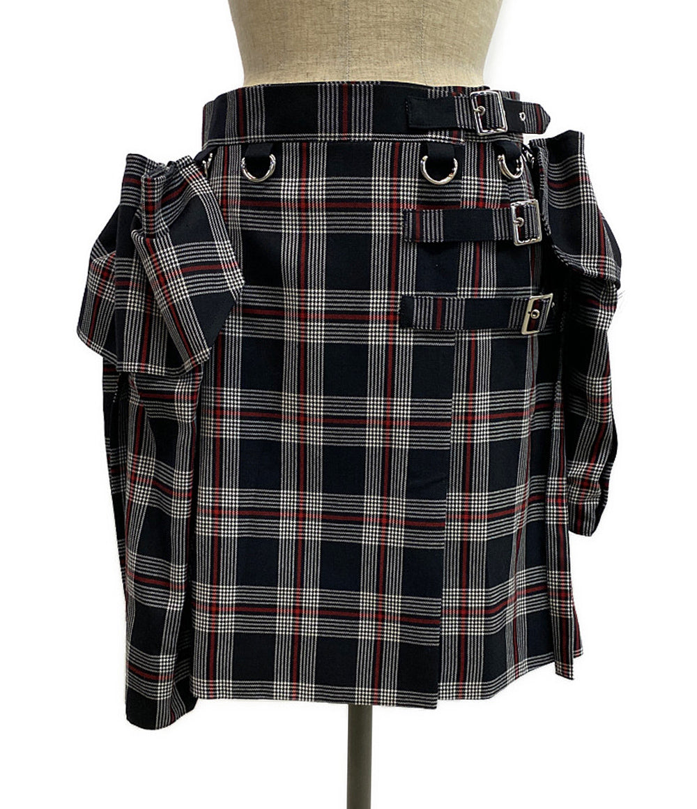 noir Kei ninomiya チェック柄マルチポケット巻きスカート 24aw レディース SIZE S ノワールケイニノミヤ