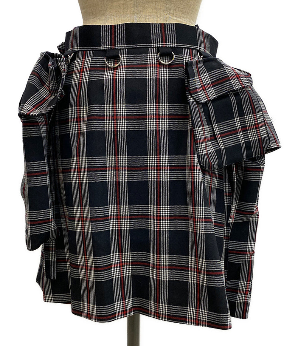 noir Kei ninomiya チェック柄マルチポケット巻きスカート 24aw