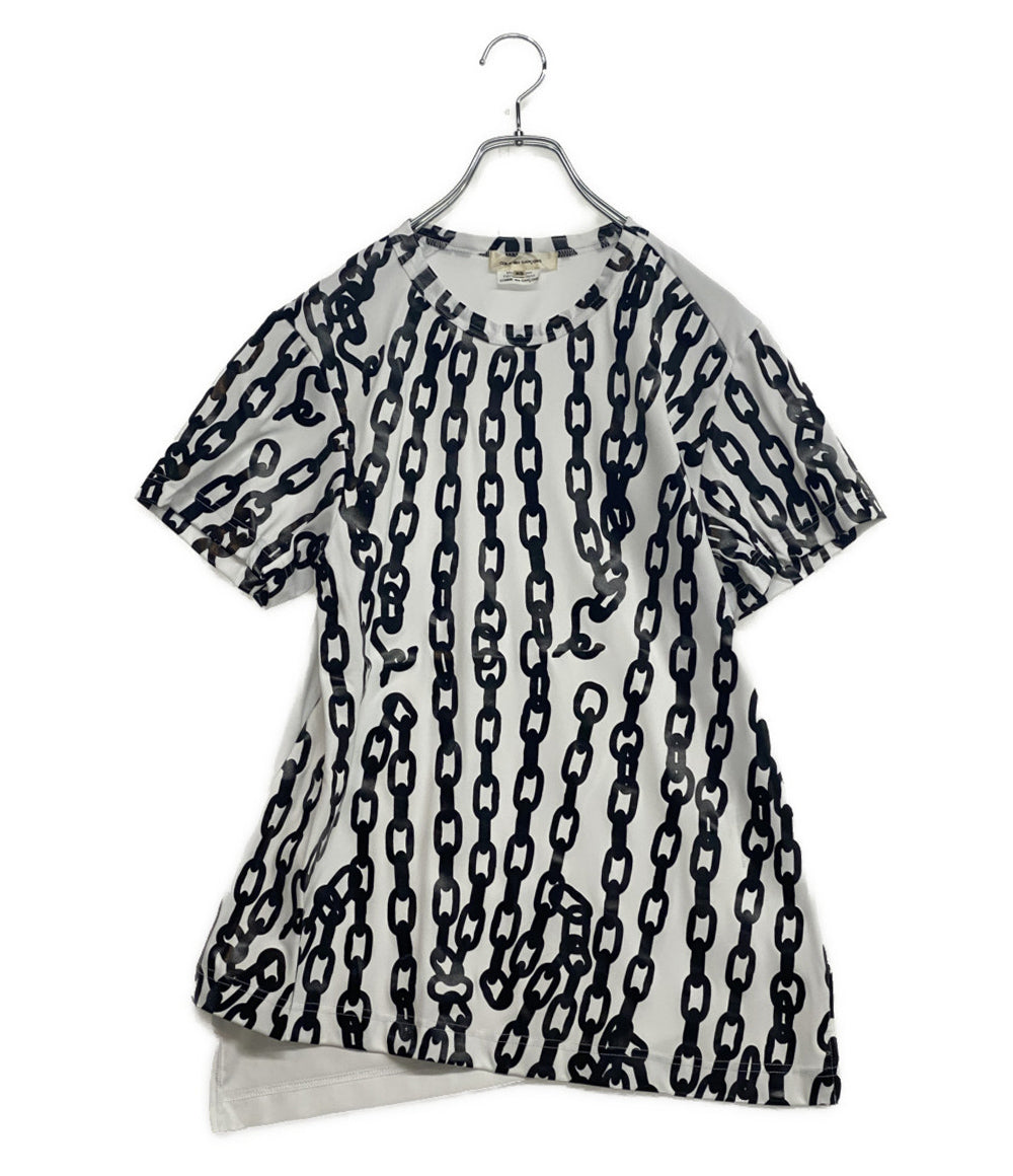 美品 COMME des GARCONS 半袖Ｔシャツ チェーン柄アシンメトリーカットソー 24aw レディース SIZE XS コムデギャルソン