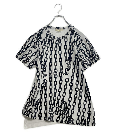 美品 COMME des GARCONS 半袖Ｔシャツ チェーン柄アシンメトリーカットソー 24aw レディース SIZE XS コムデギャルソン