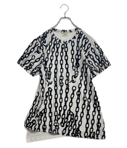 美品 COMME des GARCONS 半袖Ｔシャツ チェーン柄アシンメトリーカットソー 24aw レディース SIZE XS コムデギャルソン