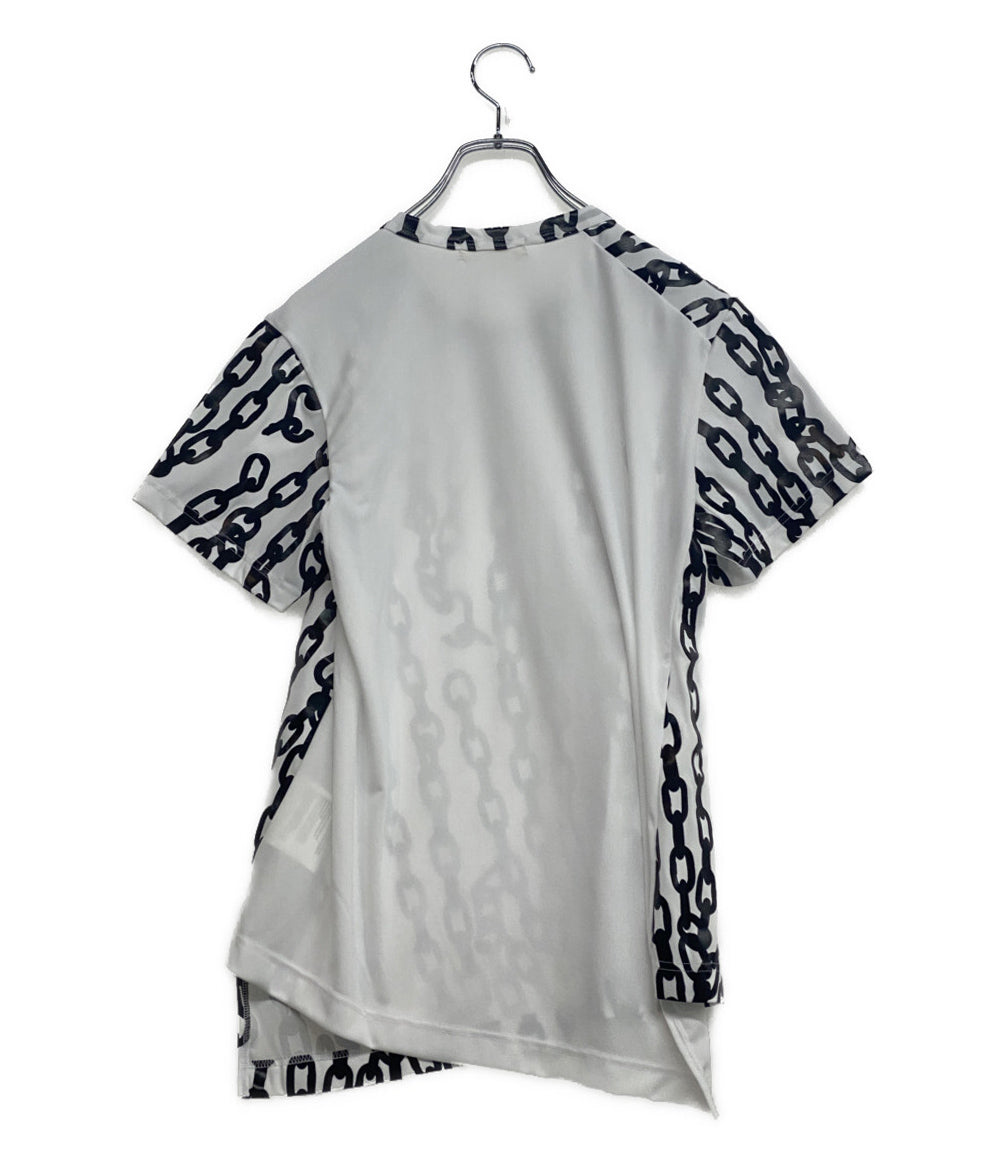 美品 COMME des GARCONS 半袖Ｔシャツ チェーン柄アシンメトリーカットソー 24aw レディース SIZE XS コムデギャルソン