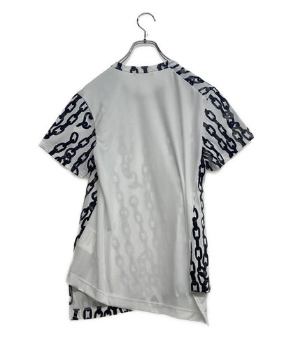 美品 COMME des GARCONS 半袖Ｔシャツ チェーン柄アシンメトリーカットソー 24aw レディース SIZE XS コムデギャルソン