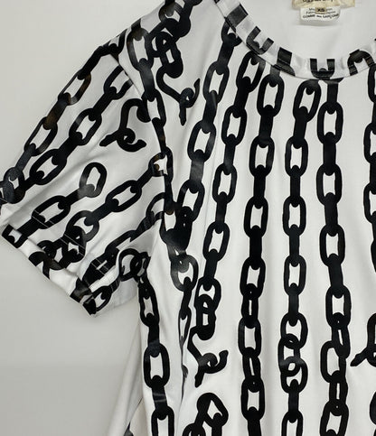 美品 COMME des GARCONS 半袖Ｔシャツ チェーン柄アシンメトリーカットソー 24aw レディース SIZE XS コムデギャルソン