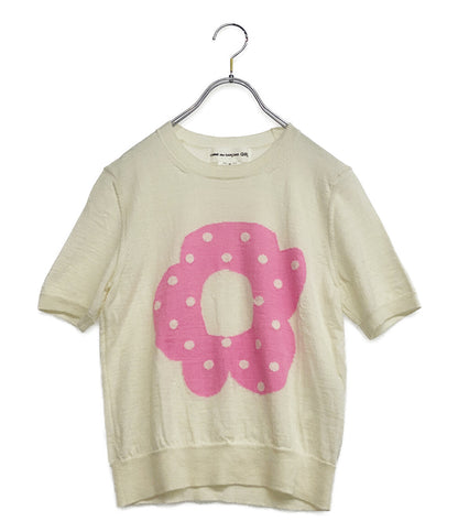 COMME des GARCONS GIRL コムデギャルソンガール 半袖ニット フラワーデザイン 23ss NK-N006 レディース SIZE S
