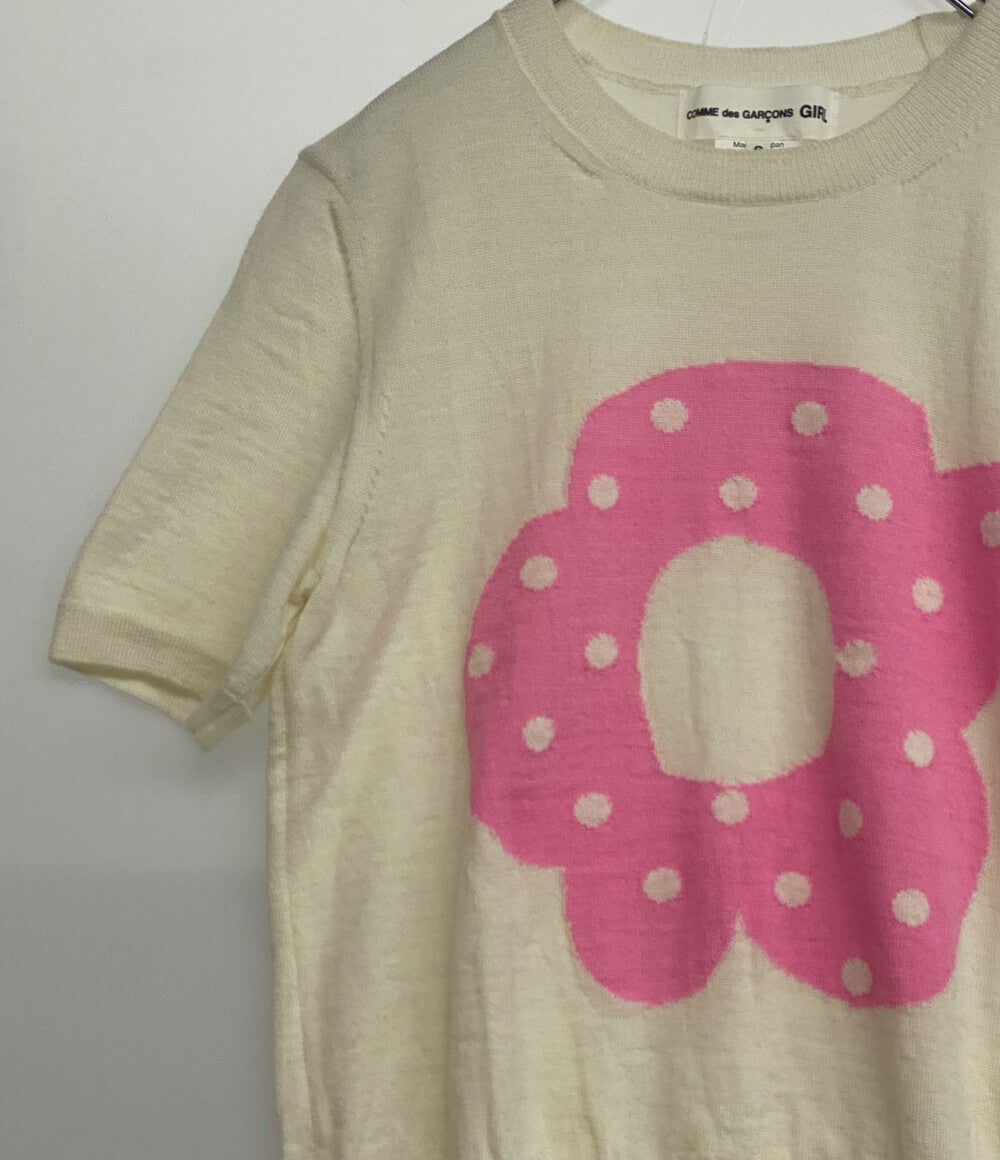 COMME des GARCONS GIRL コムデギャルソンガール 半袖ニット フラワーデザイン 23ss NK-N006 レディース SIZE S
