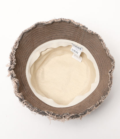 LOEWE レザーロゴパッチ フレイド バケットハット K820HB1X20 メンズ SIZE 57 ロエベ