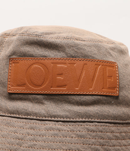 LOEWE レザーロゴパッチ フレイド バケットハット K820HB1X20 メンズ SIZE 57 ロエベ