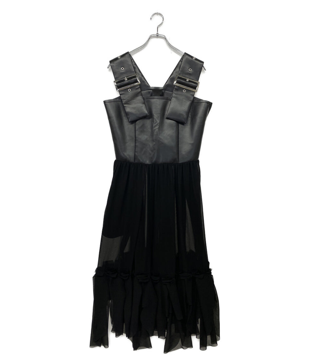 COMME des GARCONS ショルダーワンピース フェイクレザー切替 24AW GN-A009 レディース SIZE S コムデギャルソン