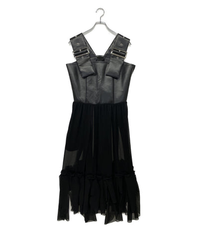 COMME des GARCONS ショルダーワンピース フェイクレザー切替 24AW GN-A009 レディース SIZE S コムデギャルソン