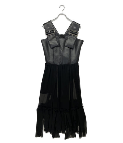 COMME des GARCONS ショルダーワンピース フェイクレザー切替 24AW GN-A009 レディース SIZE S コムデギャルソン
