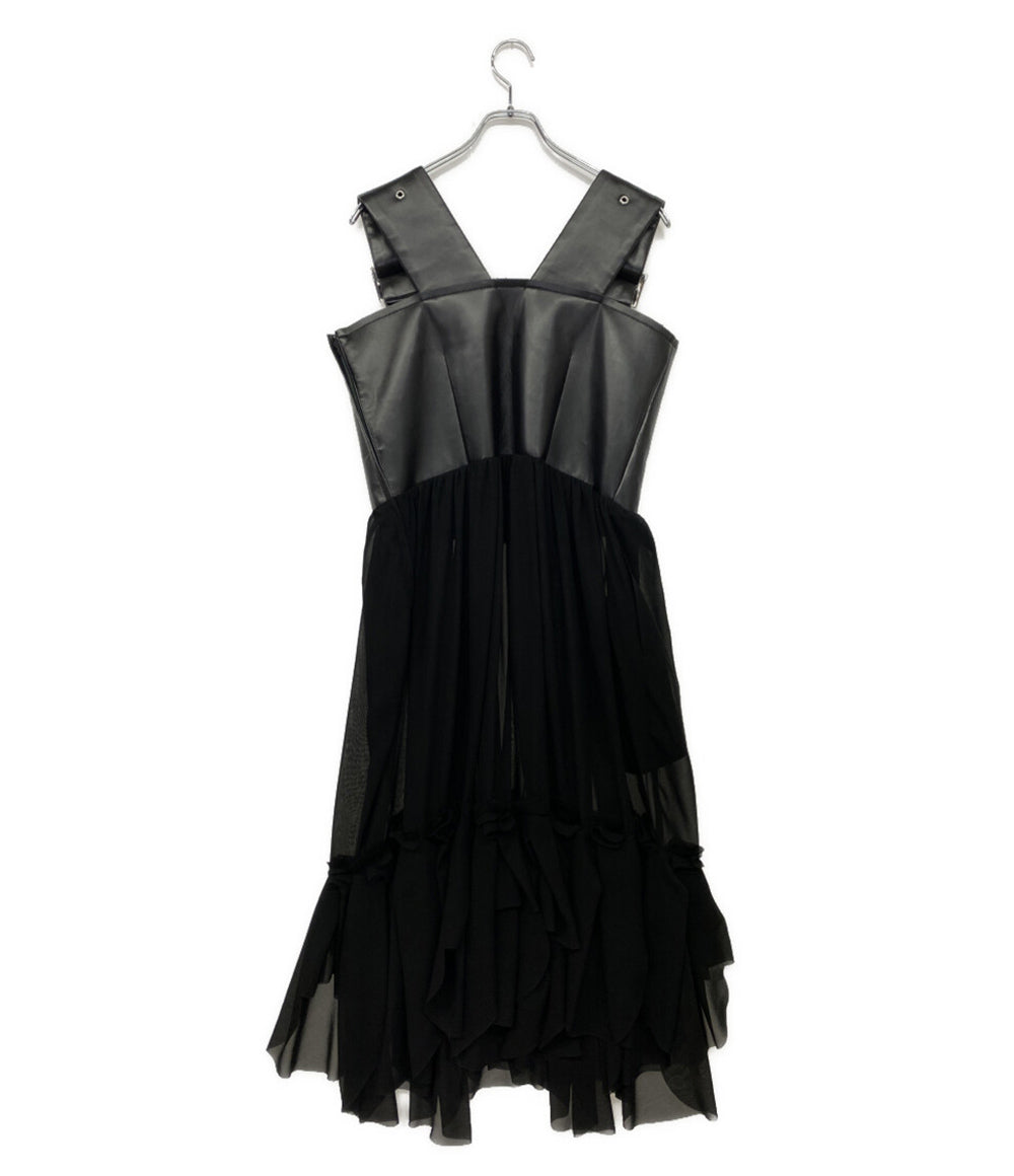 COMME des GARCONS ショルダーワンピース フェイクレザー切替 24AW GN-A009 レディース SIZE S コムデギャルソン