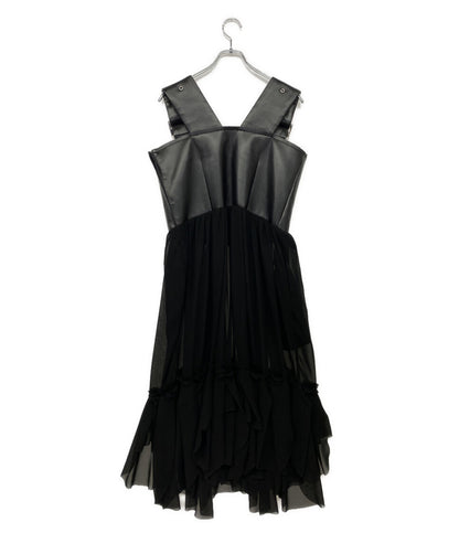 COMME des GARCONS ショルダーワンピース フェイクレザー切替 24AW GN-A009 レディース SIZE S コムデギャルソン