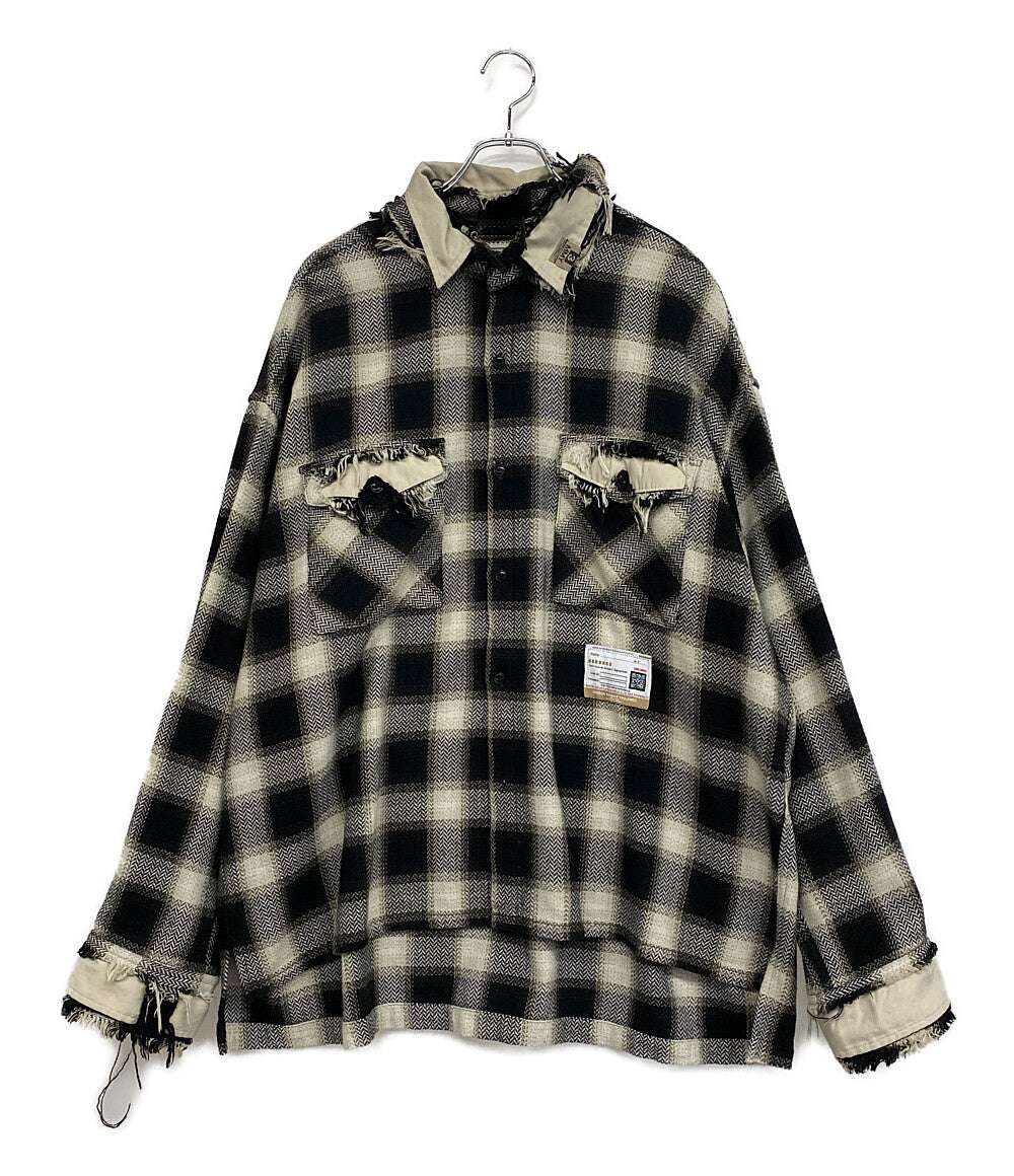 ミハラヤスヒロ  オーバーサイズダメージチェック 長袖シャツ 21ss     メンズ SIZE 46  MIHARA YASUHIRO