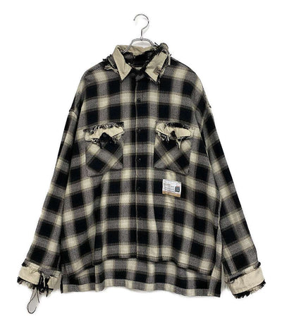 ミハラヤスヒロ  オーバーサイズダメージチェック 長袖シャツ 21ss     メンズ SIZE 46  MIHARA YASUHIRO