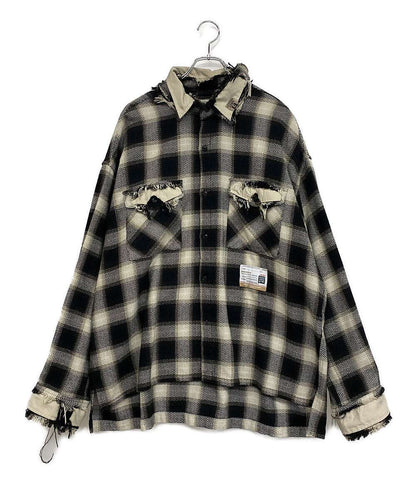 ミハラヤスヒロ  オーバーサイズダメージチェック 長袖シャツ 21ss     メンズ SIZE 46  MIHARA YASUHIRO