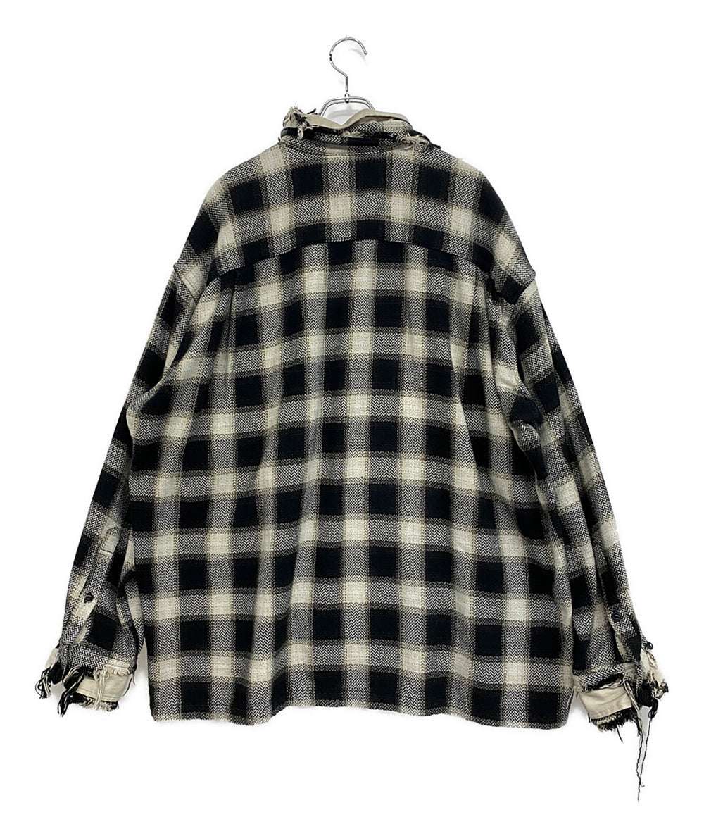 ミハラヤスヒロ  オーバーサイズダメージチェック 長袖シャツ 21ss     メンズ SIZE 46  MIHARA YASUHIRO