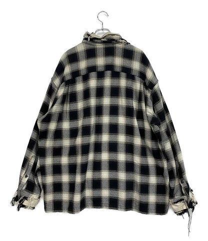 ミハラヤスヒロ  オーバーサイズダメージチェック 長袖シャツ 21ss     メンズ SIZE 46  MIHARA YASUHIRO