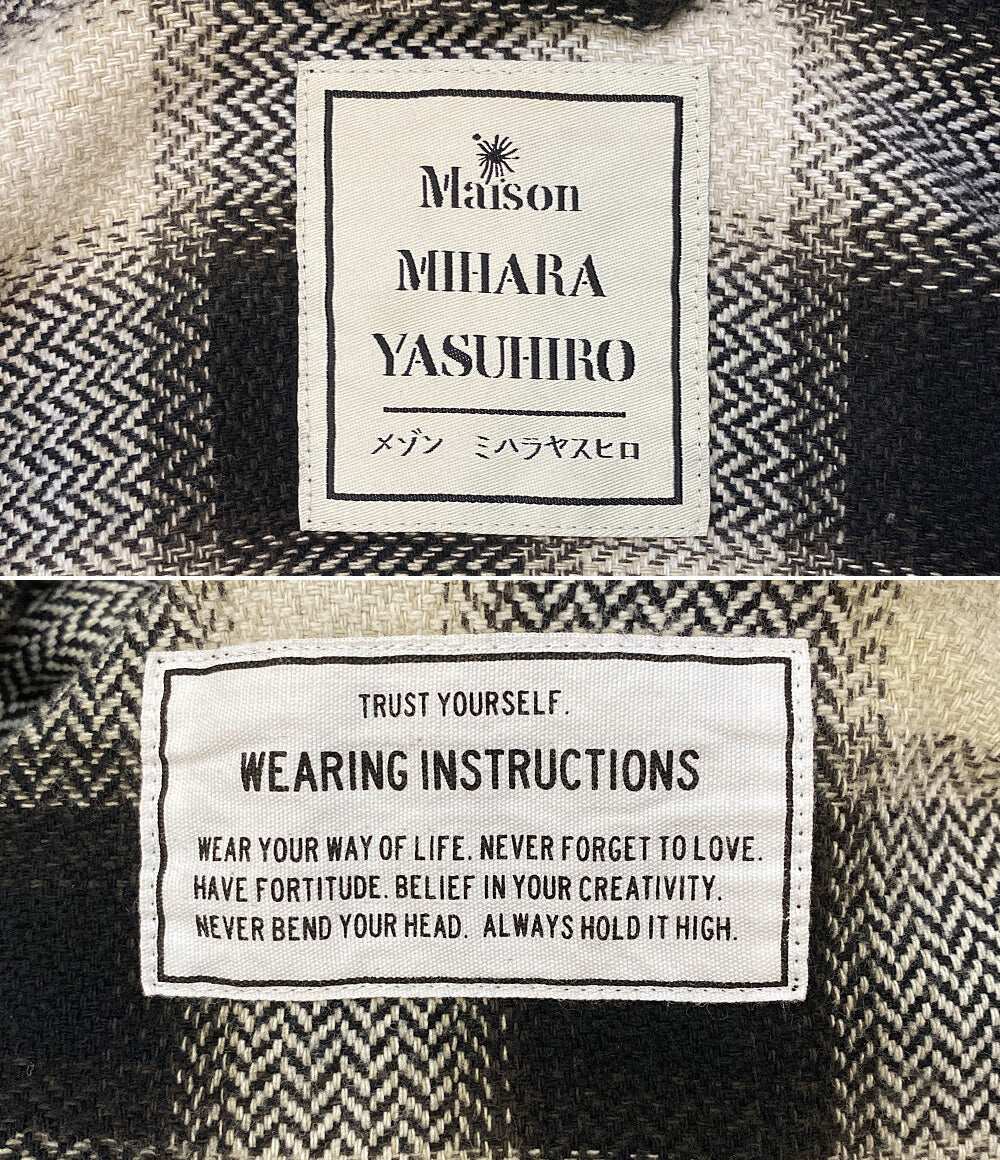 ミハラヤスヒロ  オーバーサイズダメージチェック 長袖シャツ 21ss     メンズ SIZE 46  MIHARA YASUHIRO