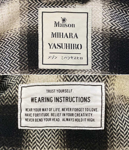 ミハラヤスヒロ  オーバーサイズダメージチェック 長袖シャツ 21ss     メンズ SIZE 46  MIHARA YASUHIRO