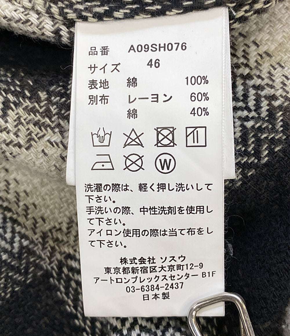 ミハラヤスヒロ  オーバーサイズダメージチェック 長袖シャツ 21ss     メンズ SIZE 46  MIHARA YASUHIRO