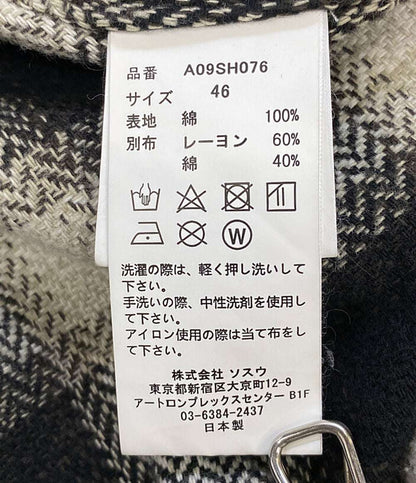 ミハラヤスヒロ  オーバーサイズダメージチェック 長袖シャツ 21ss     メンズ SIZE 46  MIHARA YASUHIRO