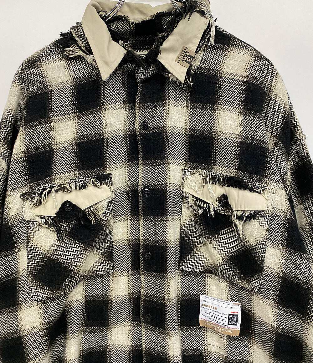ミハラヤスヒロ  オーバーサイズダメージチェック 長袖シャツ 21ss     メンズ SIZE 46  MIHARA YASUHIRO