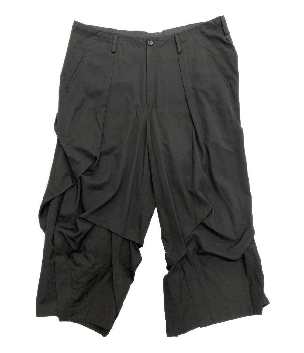 ヨウジヤマモトプールオム パンツ ランダムタックワイド ウールギャバ 23SS HZ-P21-100 メンズ SIZE 3 YOHJI YAMAMOTO POUR HOMME